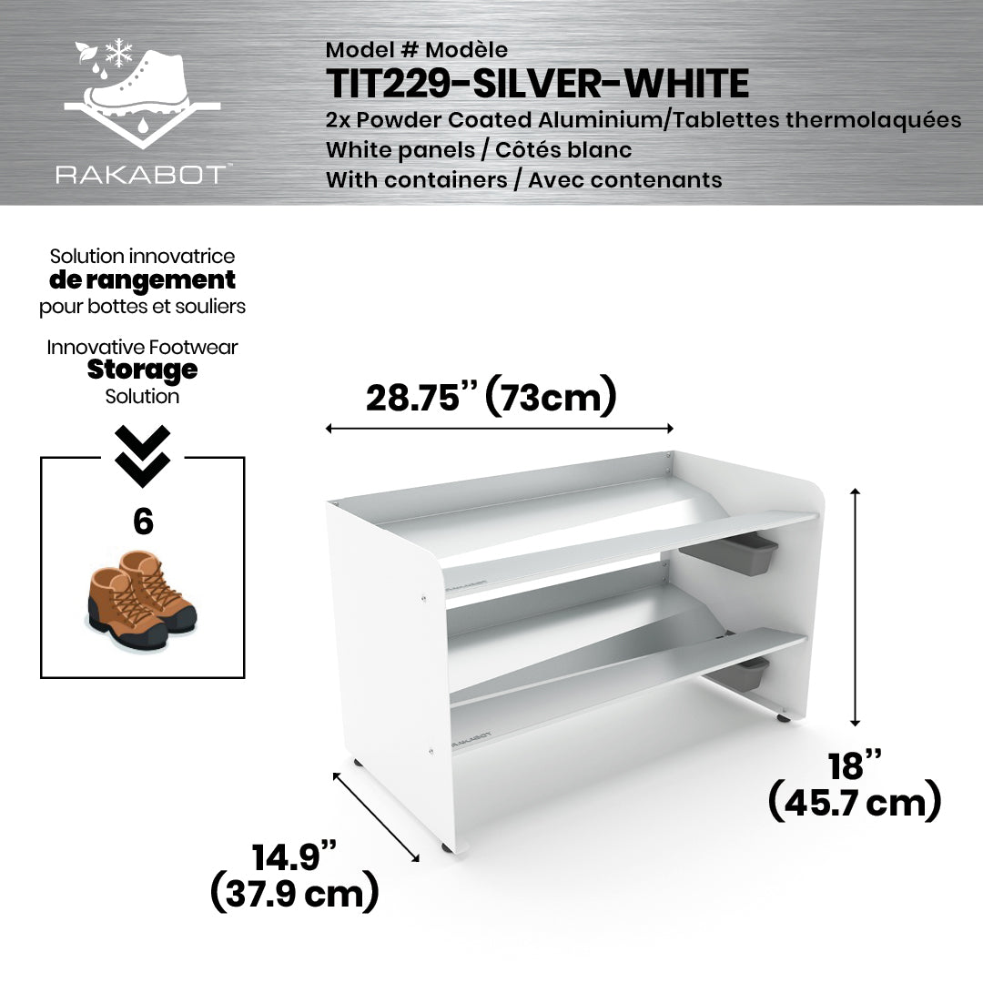 PORTE-BOTTES COMMERCIAL EN MÉTAL | 2 ÉTAGES ARGENTÉS | 29" DE LARGE