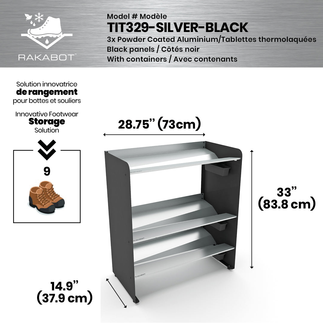 PORTE-BOTTES COMMERCIAL EN MÉTAL | 2 ÉTAGES ARGENTÉS | 29" DE LARGE