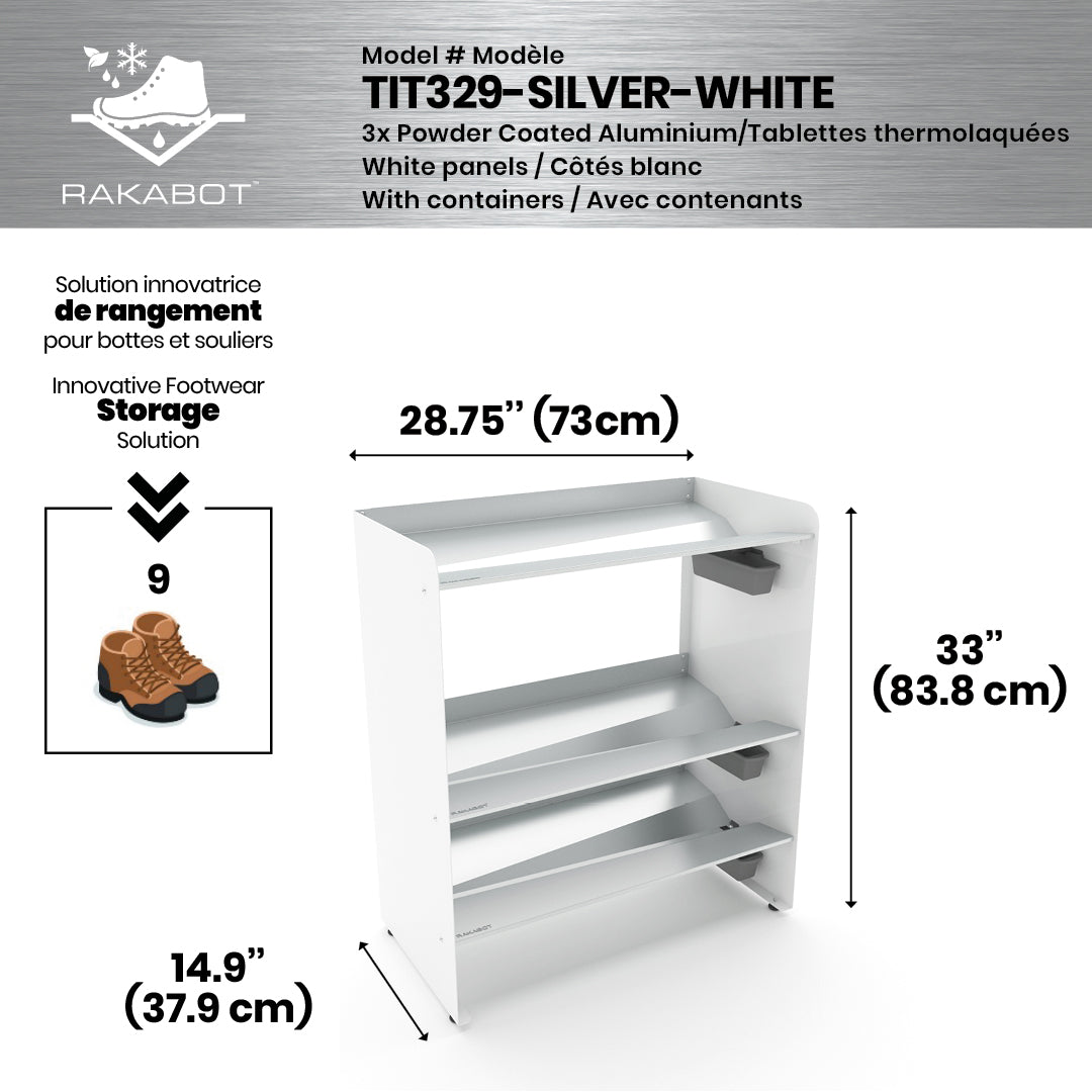 PORTE-BOTTES COMMERCIAL EN MÉTAL | 2 ÉTAGES ARGENTÉS | 29" DE LARGE