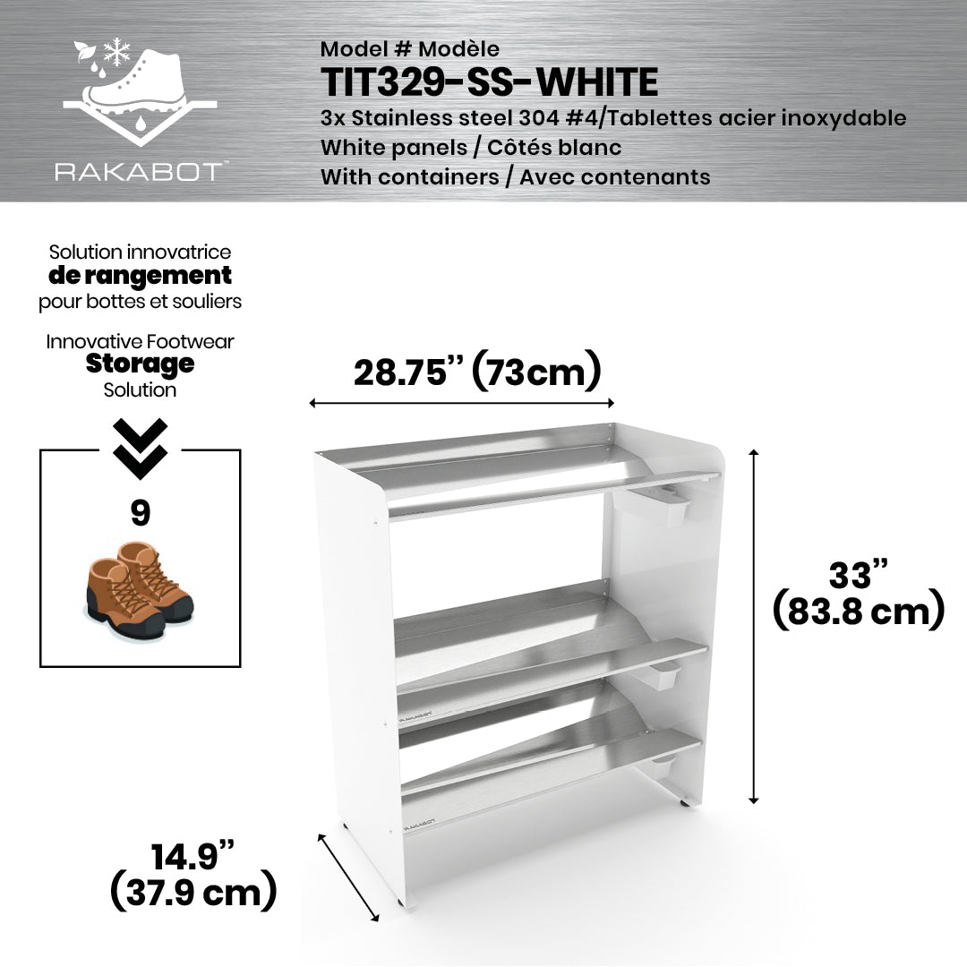 PORTE-BOTTES COMMERCIAL EN MÉTAL | 2 ÉTAGES ARGENTÉS | 29" DE LARGE