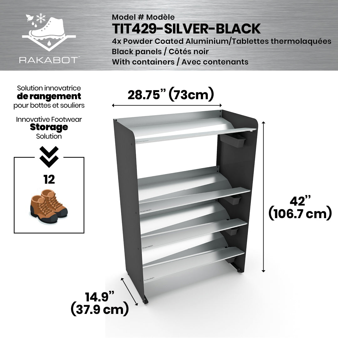 PORTE-BOTTES COMMERCIAL EN MÉTAL | 2 ÉTAGES ARGENTÉS | 29" DE LARGE
