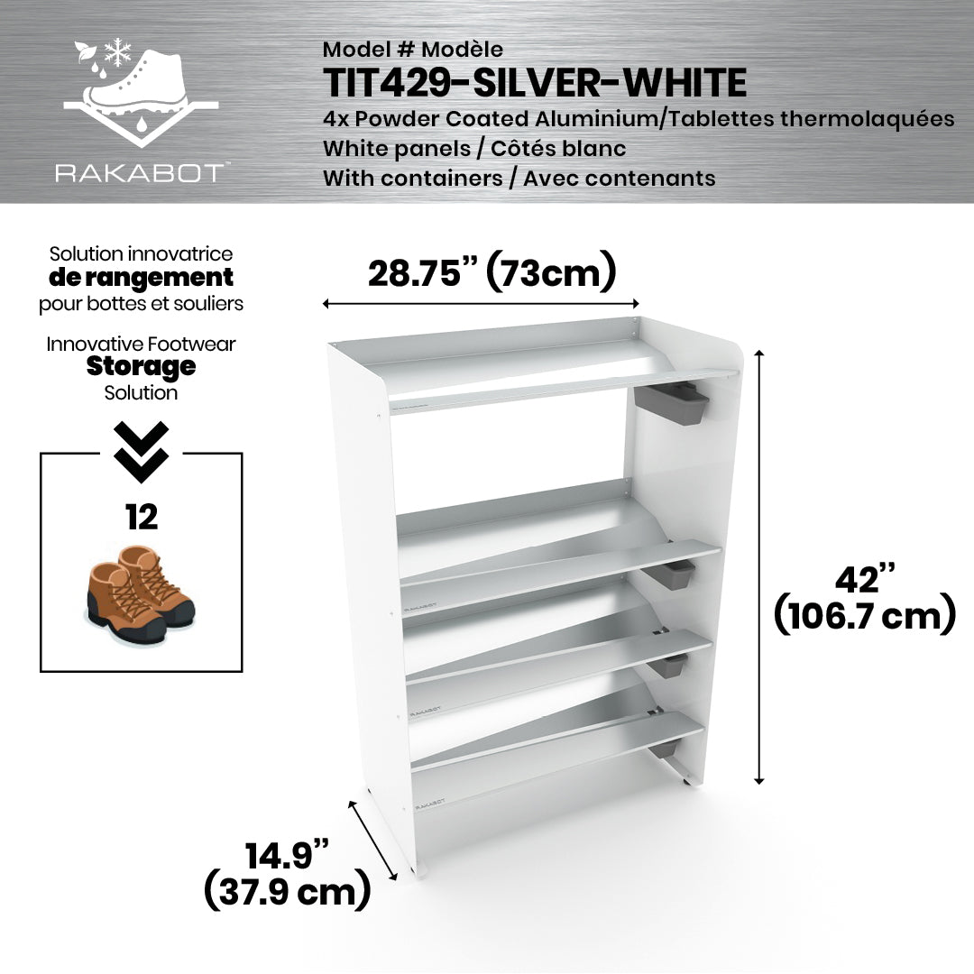 PORTE-BOTTES COMMERCIAL EN MÉTAL | 2 ÉTAGES ARGENTÉS | 29" DE LARGE