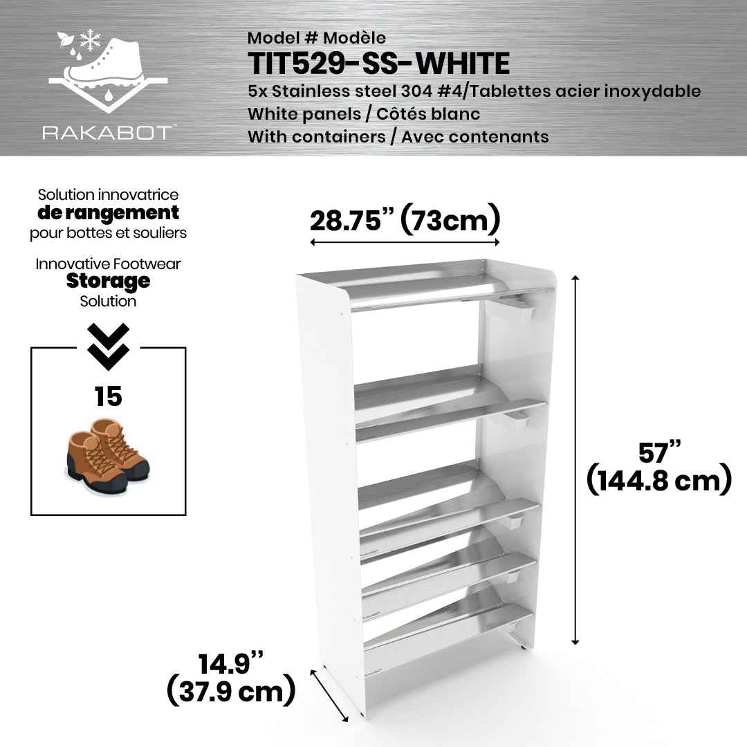 PORTE-BOTTES COMMERCIAL EN MÉTAL | 2 ÉTAGES ARGENTÉS | 29" DE LARGE