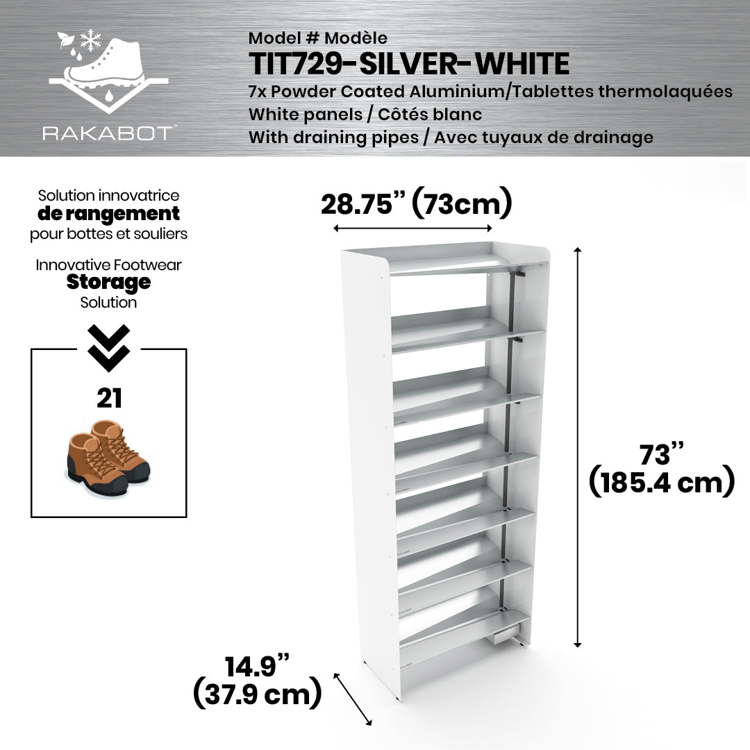 PORTE-BOTTES COMMERCIAL EN MÉTAL | 2 ÉTAGES ARGENTÉS | 29" DE LARGE