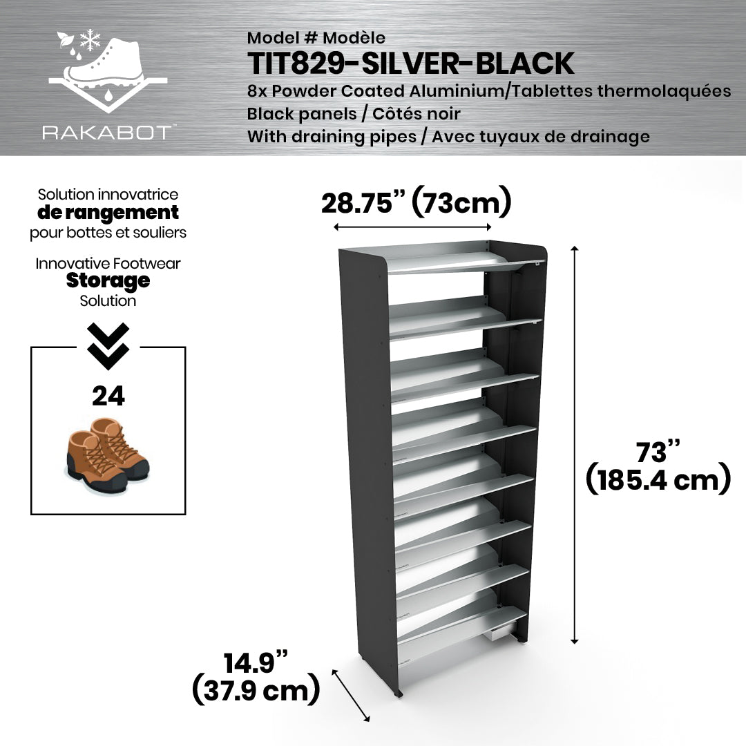 PORTE-BOTTES COMMERCIAL EN MÉTAL | 2 ÉTAGES ARGENTÉS | 29" DE LARGE