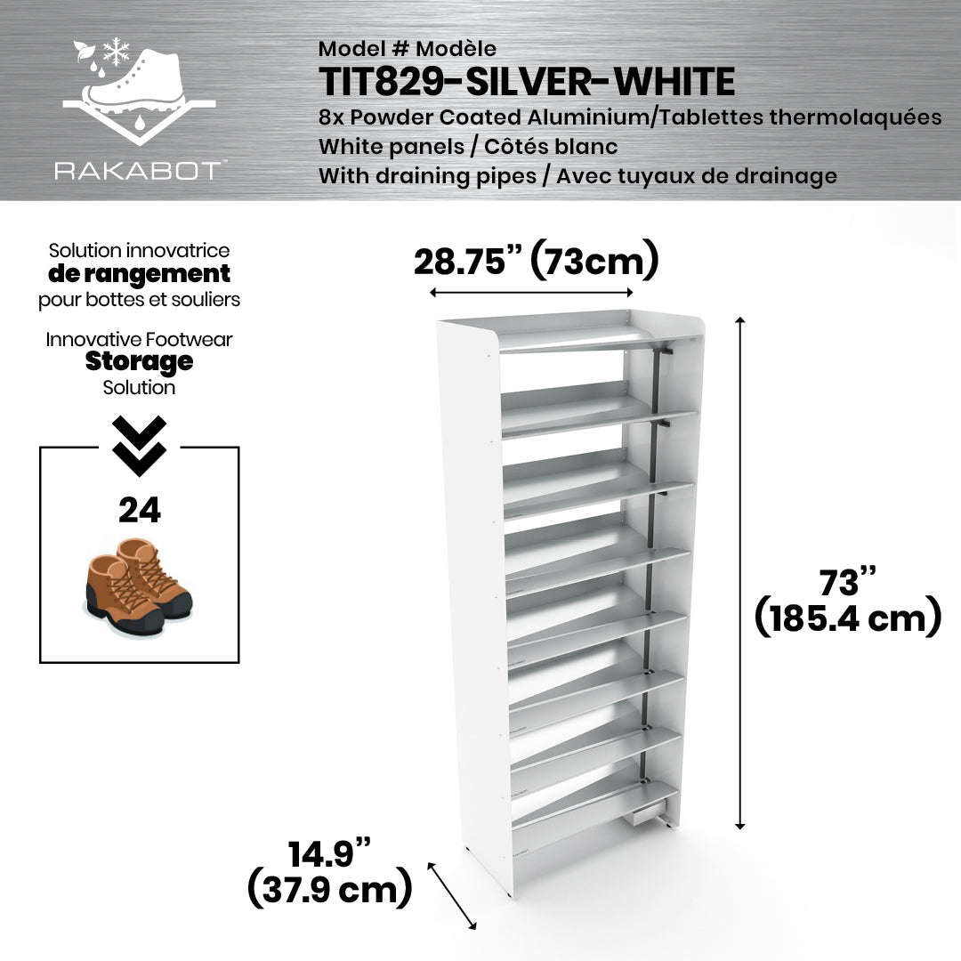 PORTE-BOTTES COMMERCIAL EN MÉTAL | 2 ÉTAGES ARGENTÉS | 29" DE LARGE