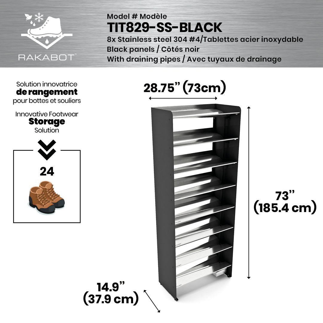 PORTE-BOTTES COMMERCIAL EN MÉTAL | 2 ÉTAGES ARGENTÉS | 29" DE LARGE