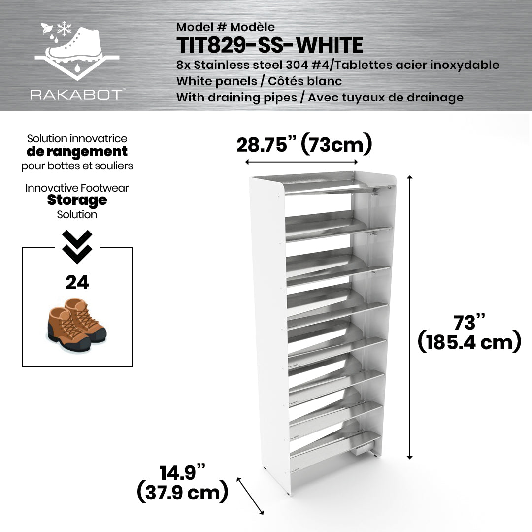 PORTE-BOTTES COMMERCIAL EN MÉTAL | 2 ÉTAGES ARGENTÉS | 29" DE LARGE